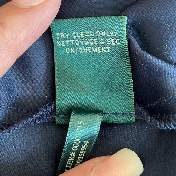 Lauren Ralph Lauren Evening Navy Blue Sheer Crossover Maxi Dress Womens Size 8 - Picture 7 of 8